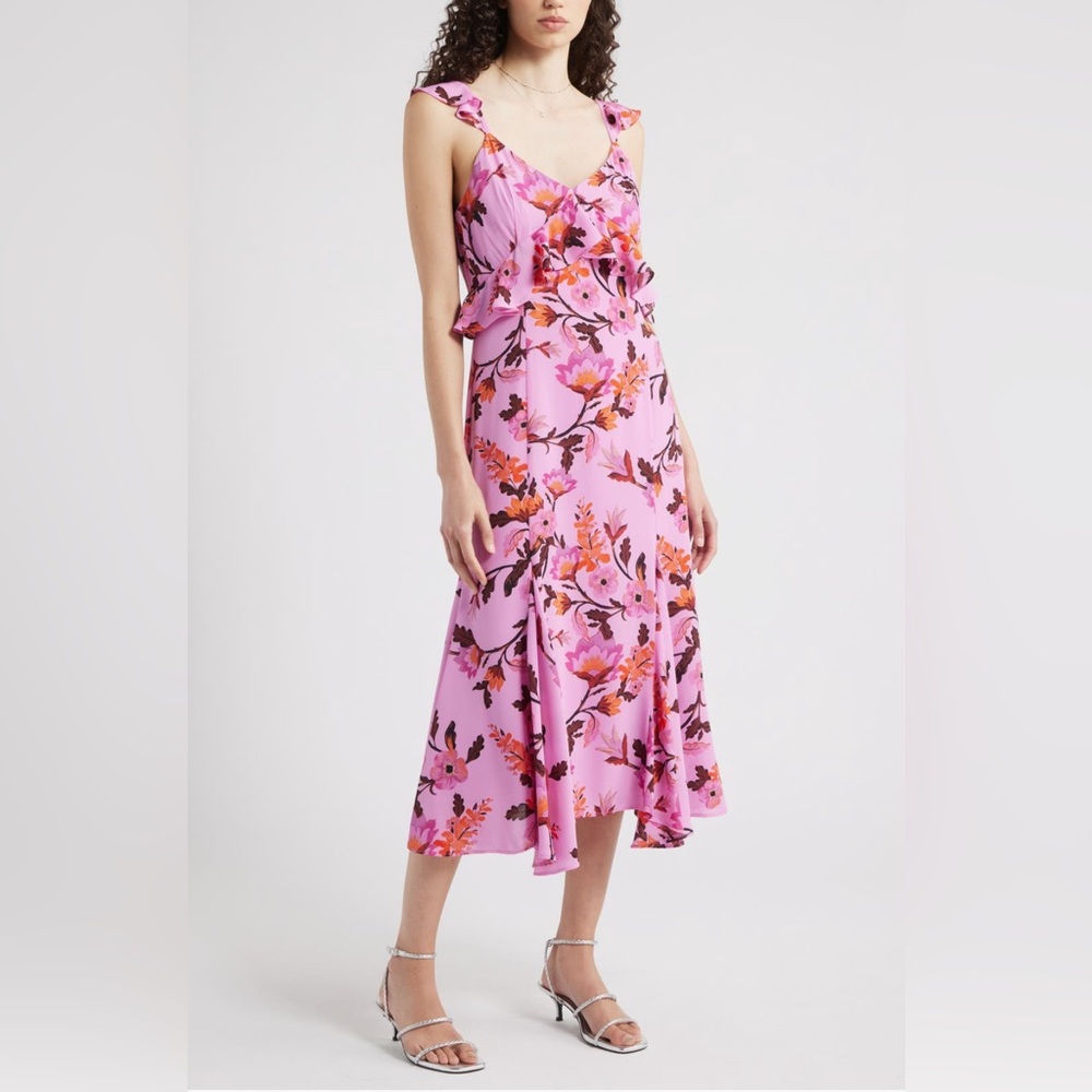 Chelsea 28 Floral Print Ruffle Midi Dress